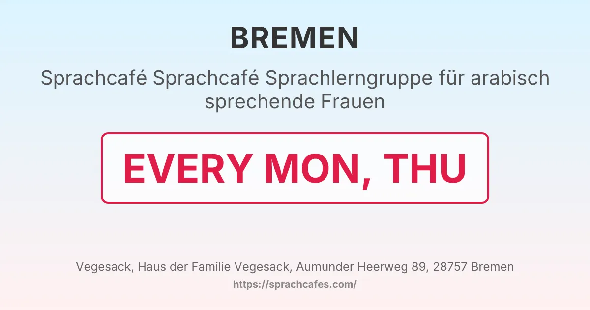 Sprachcafé Sprachlerngruppe für arabisch sprechende Frauen – event photo